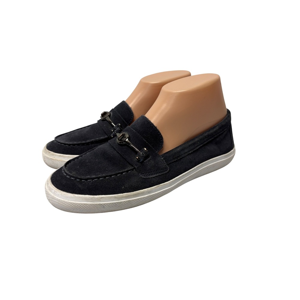 Coach Corey Loafers Women 7.5B Black Suede Turnlock Hardware A00974